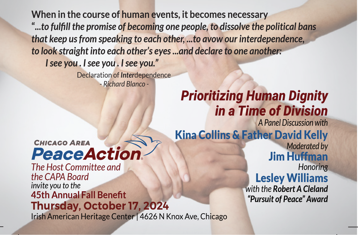 CAPA’s 45th Annual Fall Fundraiser: Prioritizing Human Dignity in a Time of Division